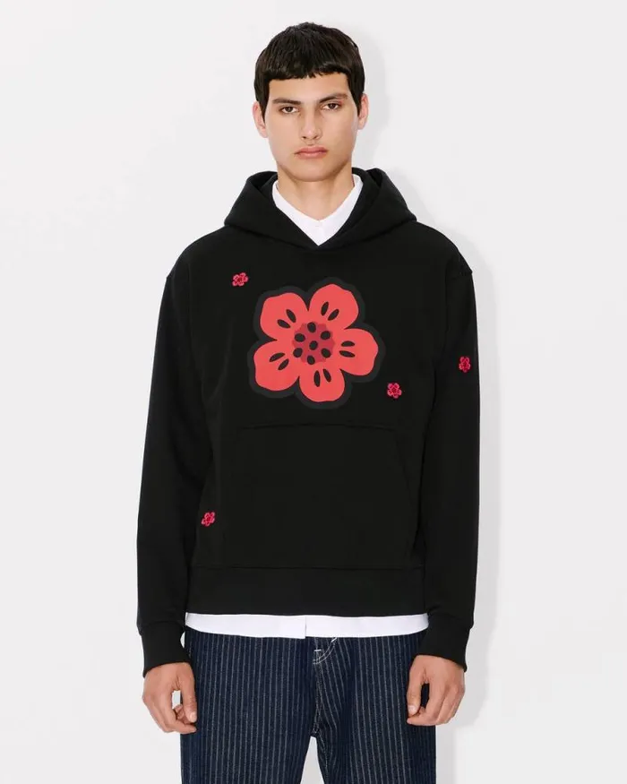 Men 039Boke Flower039 Embroidered Hoodie In Cotton Black Kenzo Sweatshirts And Hoodies