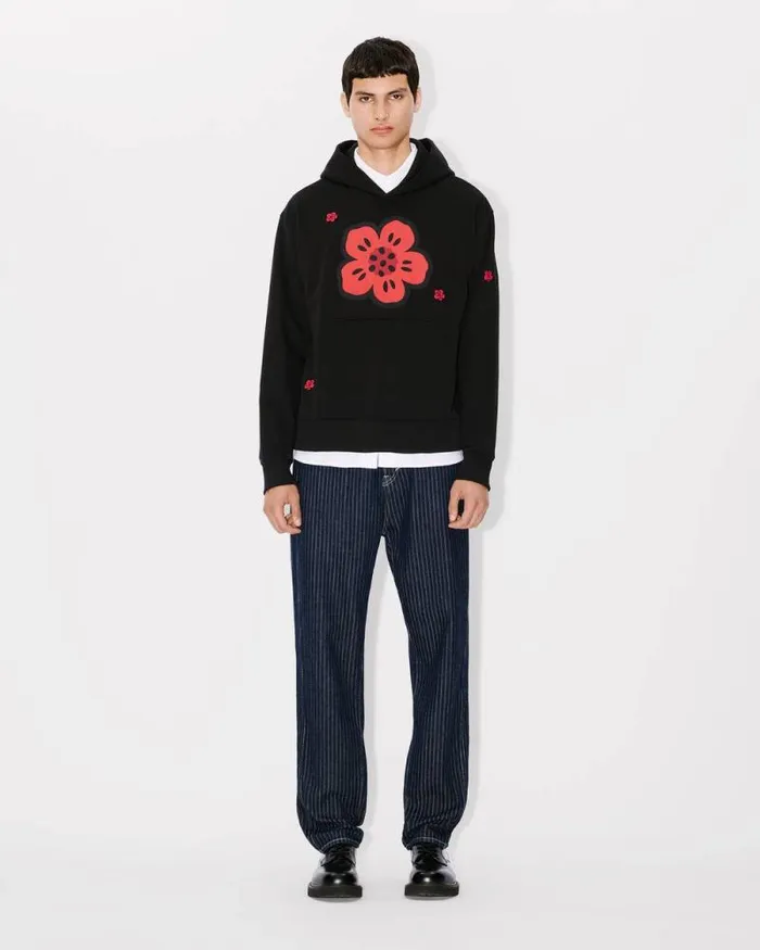 Men 039Boke Flower039 Embroidered Hoodie In Cotton Black Kenzo Sweatshirts And Hoodies