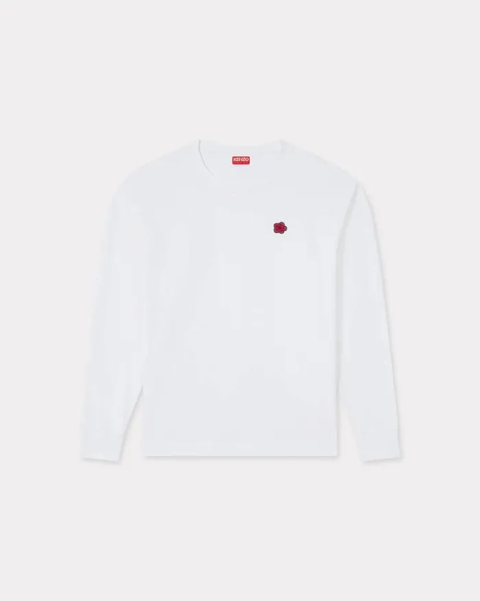 Men 039Boke Flower039 Embroidered Long Sleeve Tshirt In Cotton Off White Kenzo Tshirts And Polos