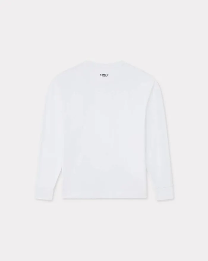 Men 039Boke Flower039 Embroidered Long Sleeve Tshirt In Cotton Off White Kenzo Tshirts And Polos