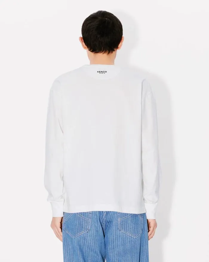 Men 039Boke Flower039 Embroidered Long Sleeve Tshirt In Cotton Off White Kenzo Tshirts And Polos