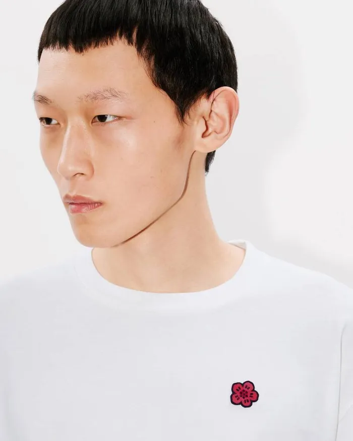 Men 039Boke Flower039 Embroidered Long Sleeve Tshirt In Cotton Off White Kenzo Tshirts And Polos