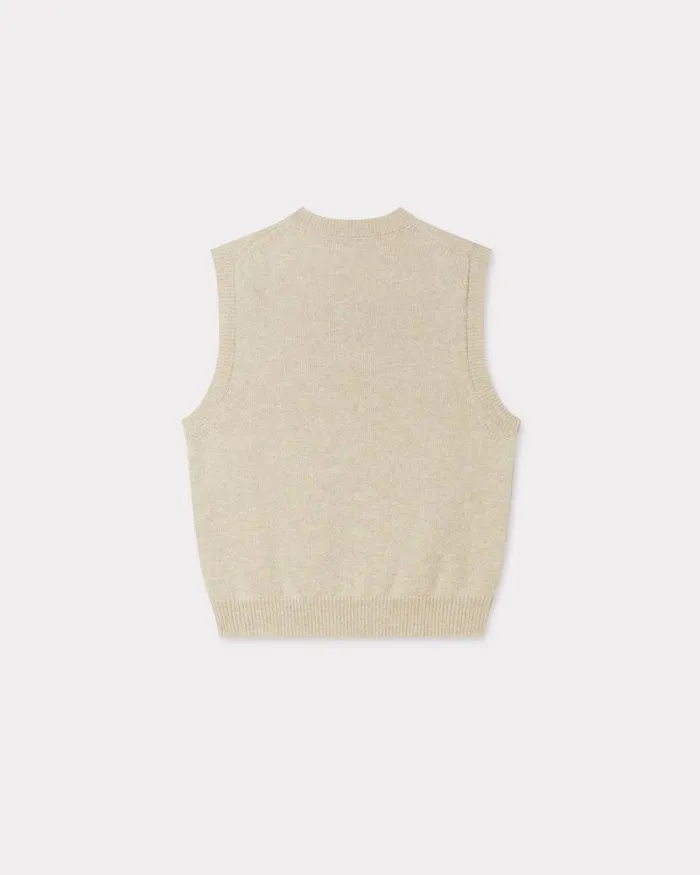 Men 039Boke Flower039 Embroidered Sleeveless Jumper In Wool Beige Kenzo Sweaters And Cardigans