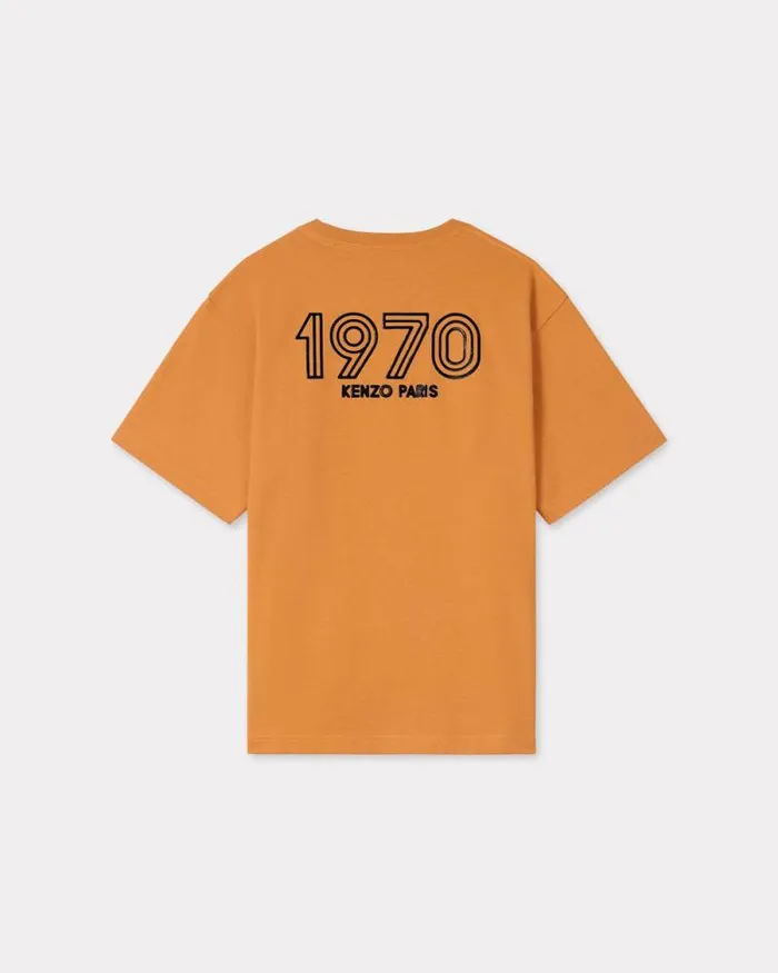 Men 039KENZO Archive 1970039 Oversized Tshirt In Cotton Medium Orange Kenzo Tshirts And Polos
