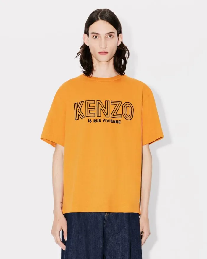 Men 039KENZO Archive 1970039 Oversized Tshirt In Cotton Medium Orange Kenzo Tshirts And Polos