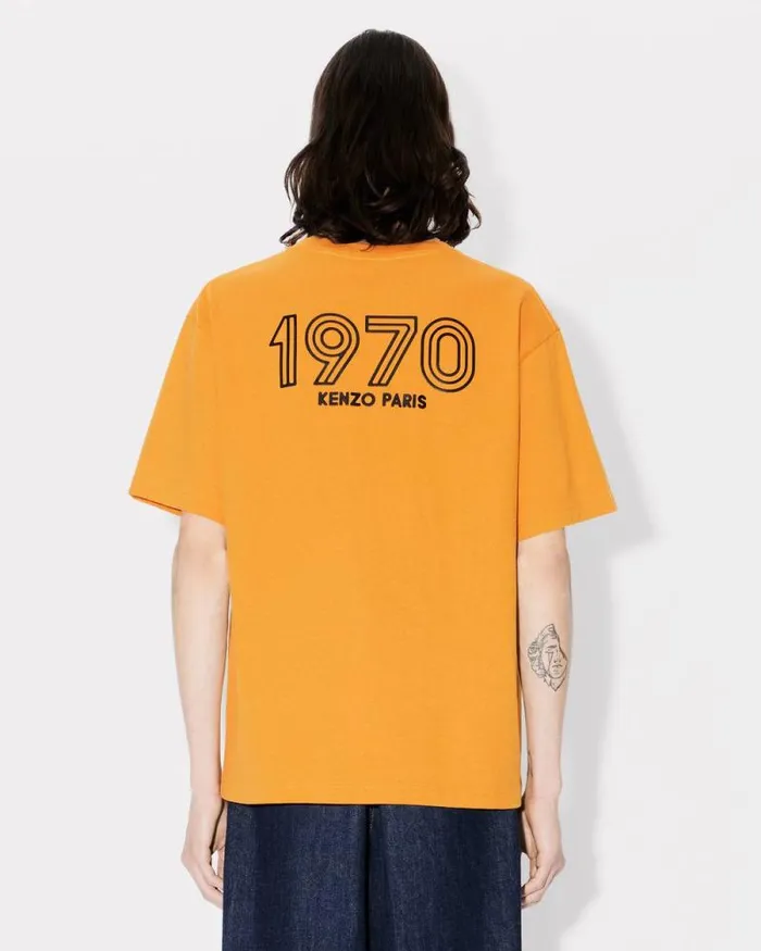 Men 039KENZO Archive 1970039 Oversized Tshirt In Cotton Medium Orange Kenzo Tshirts And Polos