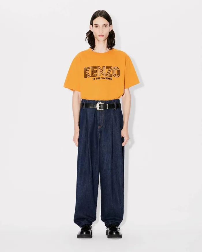 Men 039KENZO Archive 1970039 Oversized Tshirt In Cotton Medium Orange Kenzo Tshirts And Polos