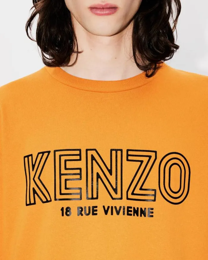 Men 039KENZO Archive 1970039 Oversized Tshirt In Cotton Medium Orange Kenzo Tshirts And Polos