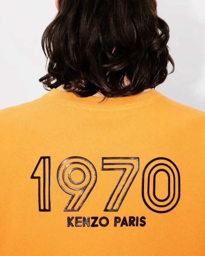Men 039KENZO Archive 1970039 Oversized Tshirt In Cotton Medium Orange Kenzo Tshirts And Polos