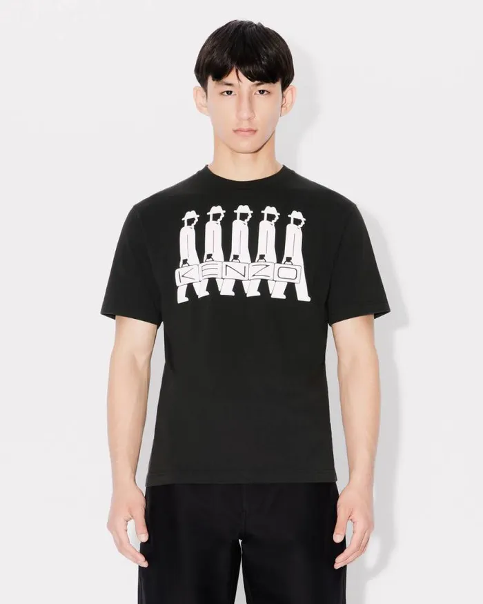 Men 039KENZO Business039 Tshirt In Cotton Black Kenzo Tshirts And Polos