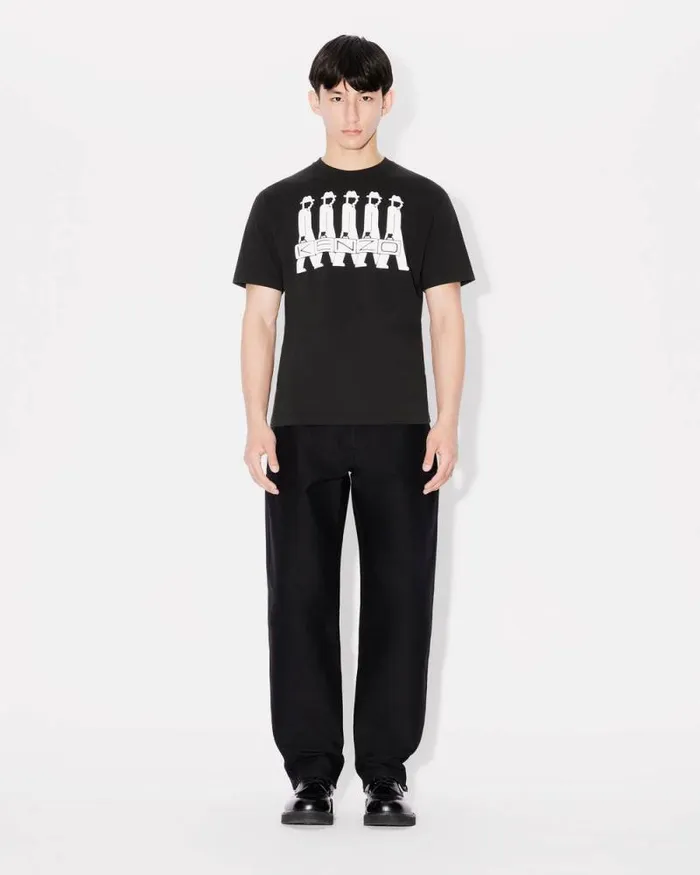 Men 039KENZO Business039 Tshirt In Cotton Black Kenzo Tshirts And Polos