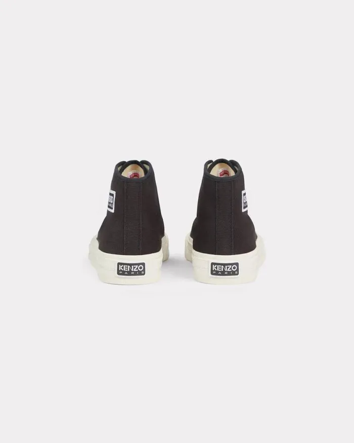 Men 039KENZO Foxy039 Hightop Canvas Trainers Black Kenzo Sneakers
