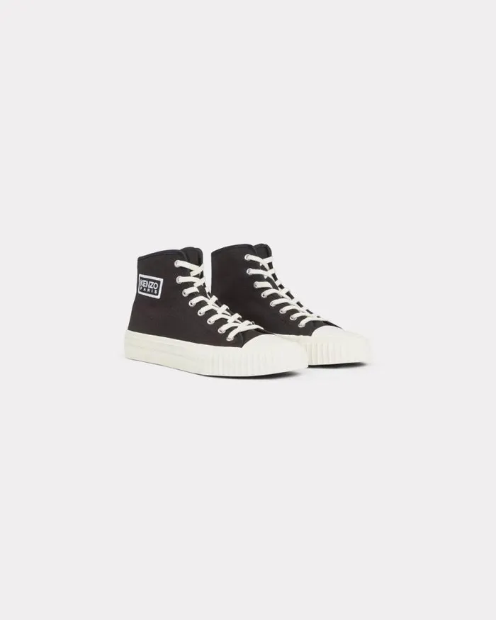 Men 039KENZO Foxy039 Hightop Canvas Trainers Black Kenzo Sneakers