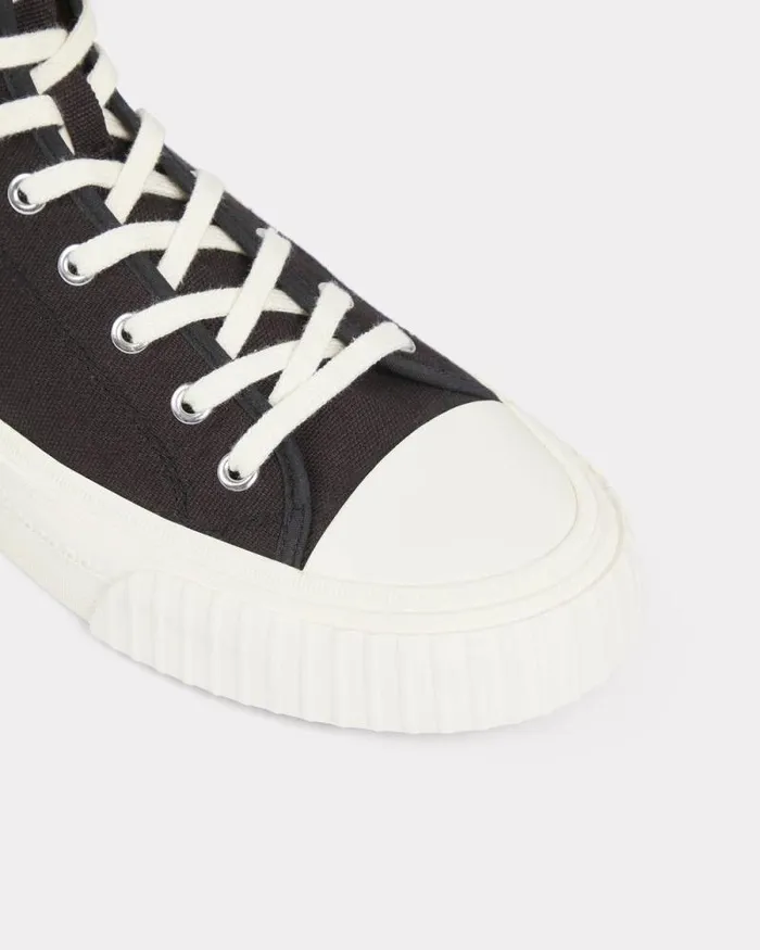 Men 039KENZO Foxy039 Hightop Canvas Trainers Black Kenzo Sneakers