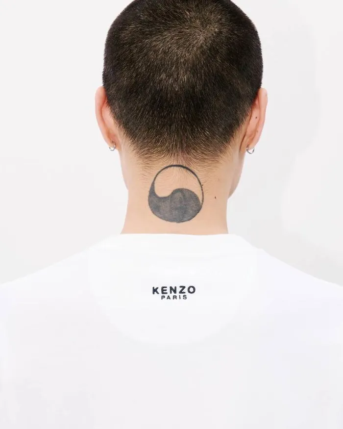 Men 039KENZO Happy Tiger039 Embroidered Tshirt In Cotton Off White Kenzo Tshirts And Polos
