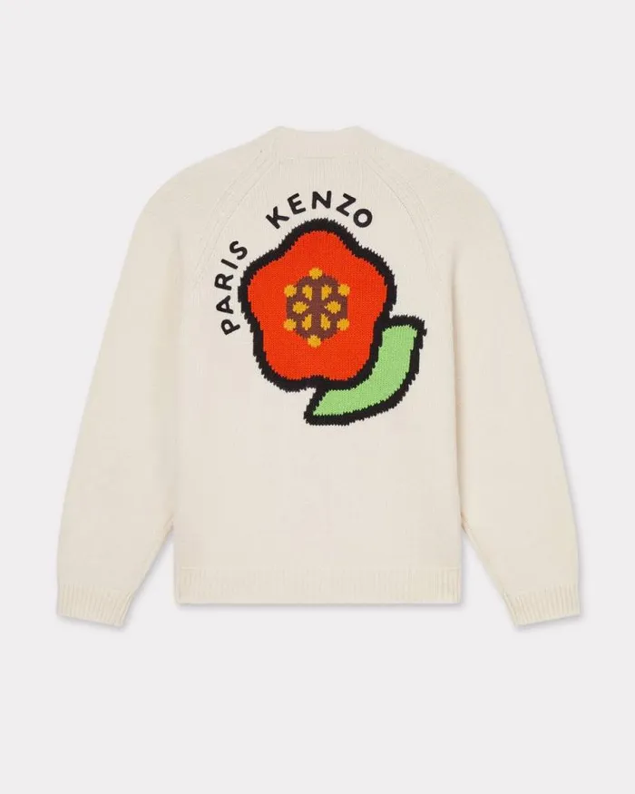 Men 039KENZO Pop039 Wool Cardigan Off White Kenzo Sweaters And Cardigans