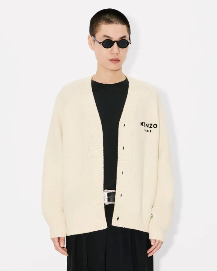 Men 039KENZO Pop039 Wool Cardigan Off White Kenzo Sweaters And Cardigans