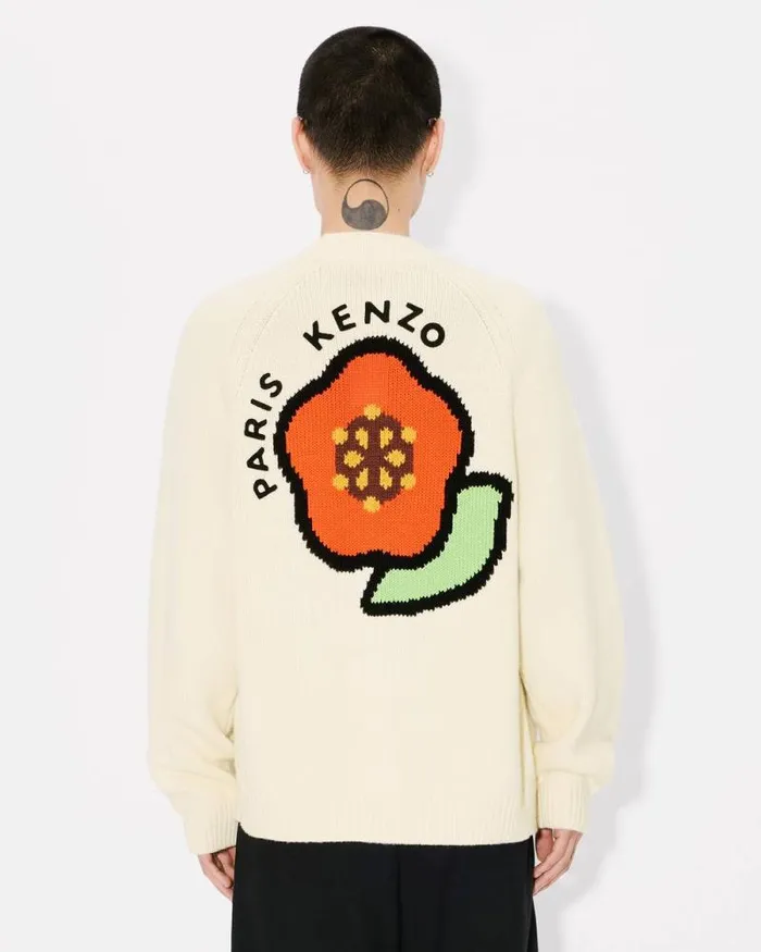 Men 039KENZO Pop039 Wool Cardigan Off White Kenzo Sweaters And Cardigans