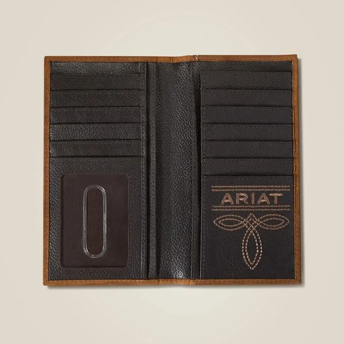 Men Bags and Wallets Ariat Flag Shield Rodeo Wallet Brown Men Bags and Wallets Ariat Flag Shield Rodeo Wallet Brown
