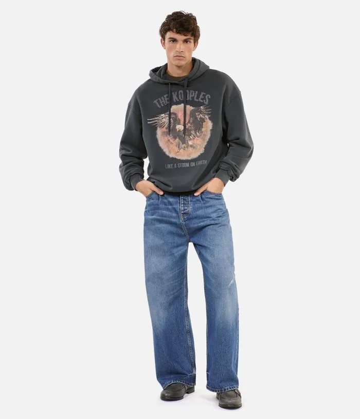 Men Black Hoodie With Serigraphy THE KOOPLES Sweatshirts and Sweatpants