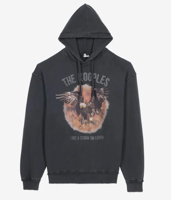 Men Black Hoodie With Serigraphy THE KOOPLES Sweatshirts and Sweatpants