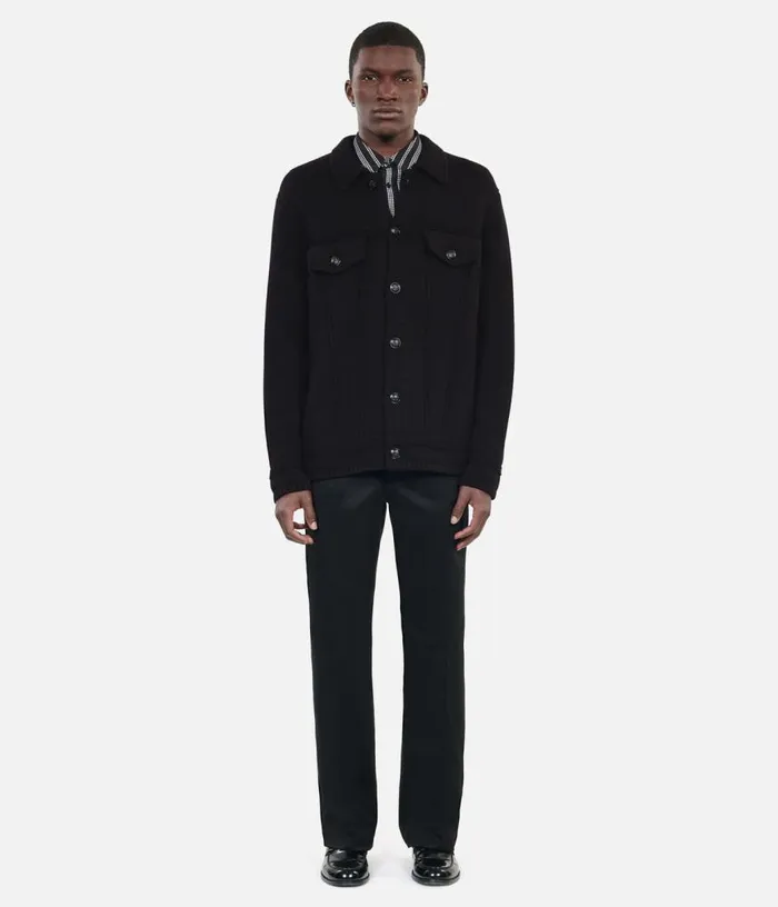 Men Black Wool Cardigan THE KOOPLES Sweaters