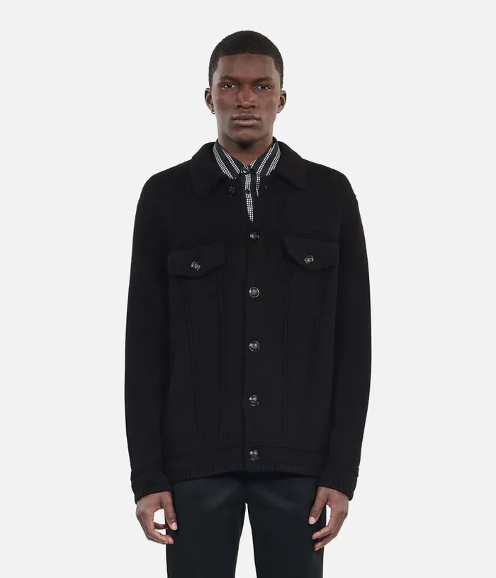 Men Black Wool Cardigan THE KOOPLES Sweaters