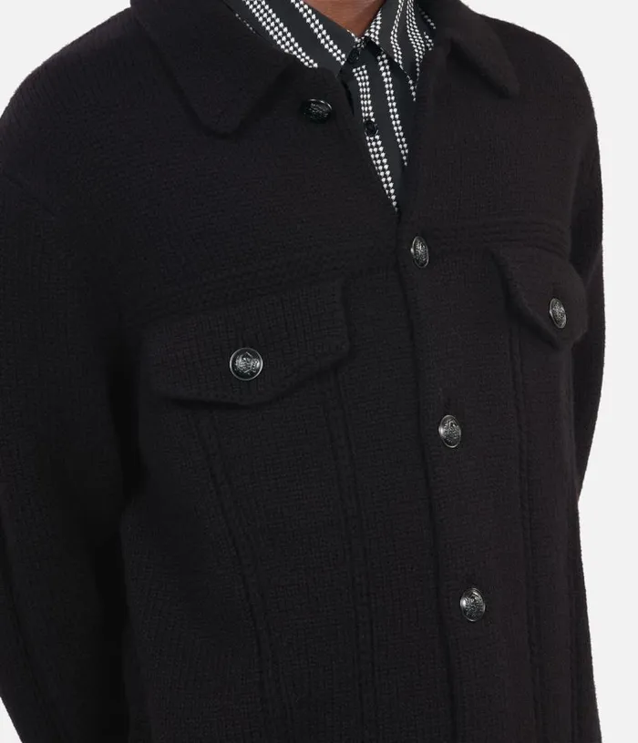 Men Black Wool Cardigan THE KOOPLES Sweaters