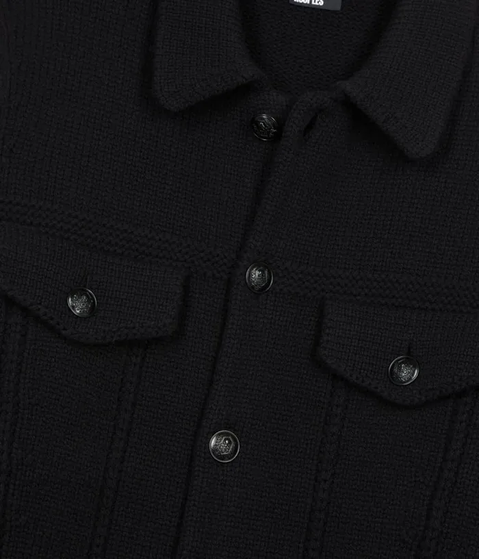Men Black Wool Cardigan THE KOOPLES Sweaters
