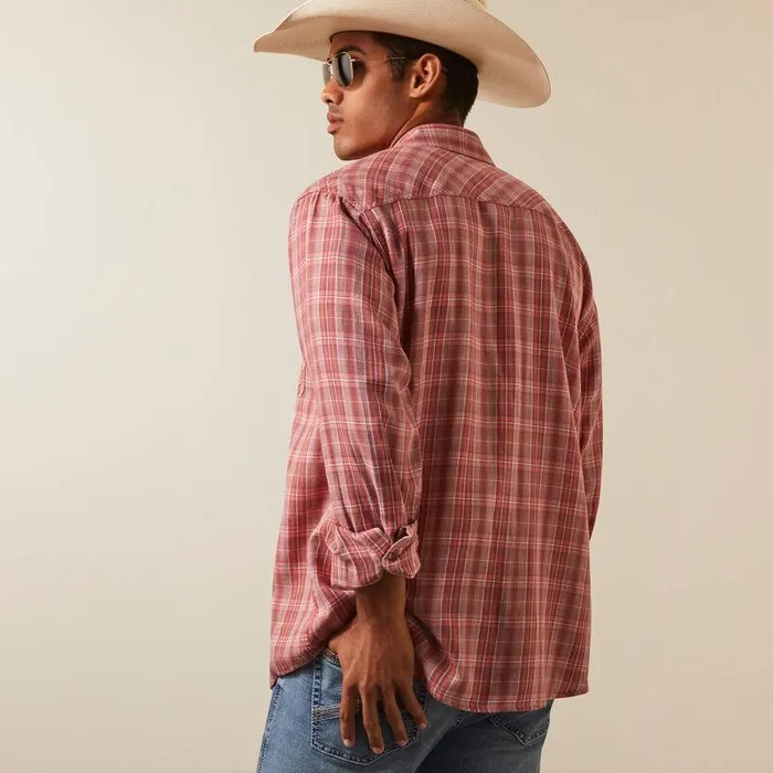 Men Button Down Shirts Ariat Hart Retro Fit Shirt White Asparagus