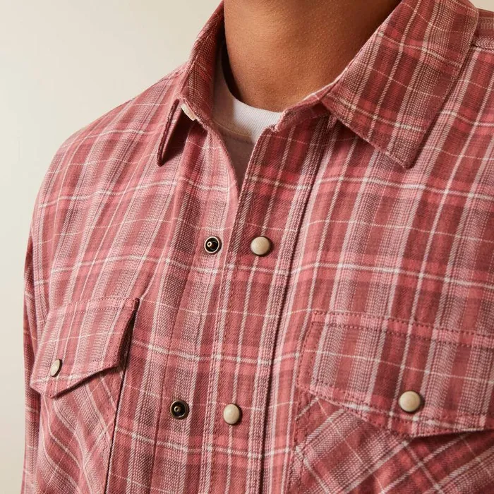 Men Button Down Shirts Ariat Hart Retro Fit Shirt White Asparagus