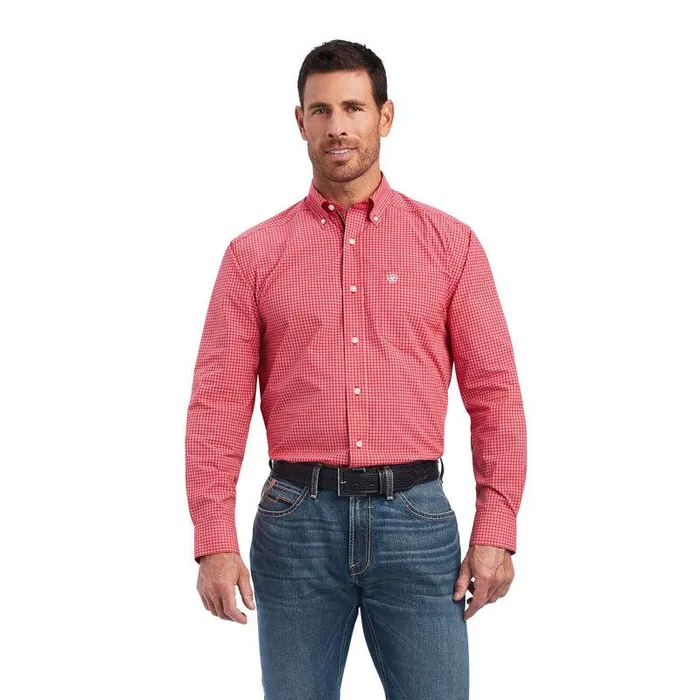 Men Button Down Shirts Ariat Pro Series Nevin Stretch Classic Fit Shirt Tango Red