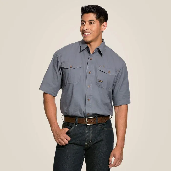 Men Button Down Shirts Ariat Rebar Made Tough DuraStretch Work Shirt Steel