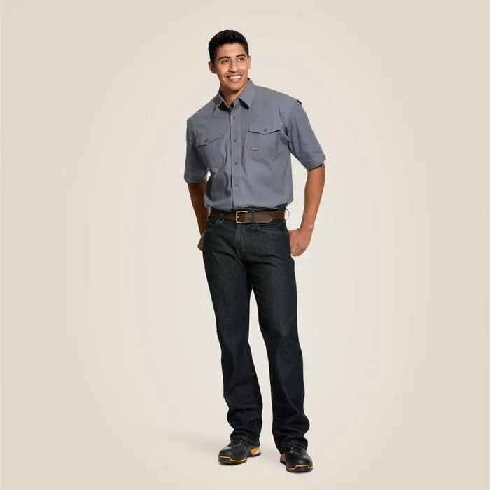 Men Button Down Shirts Ariat Rebar Made Tough DuraStretch Work Shirt Steel