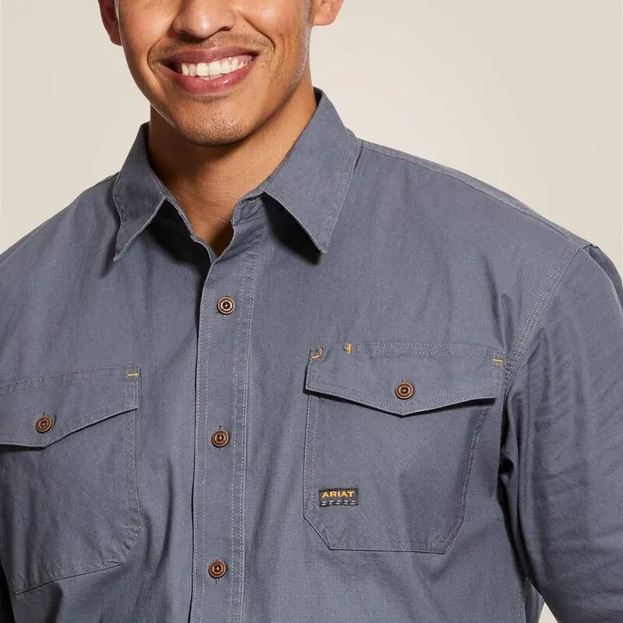 Men Button Down Shirts Ariat Rebar Made Tough DuraStretch Work Shirt Steel