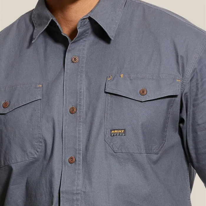 Men Button Down Shirts Ariat Rebar Made Tough DuraStretch Work Shirt Steel
