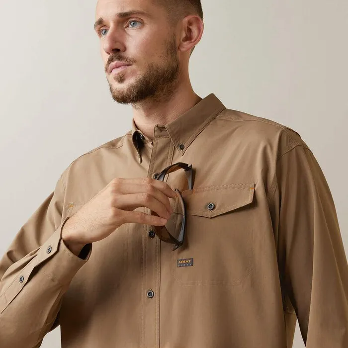 Men Button Down Shirts Ariat Rebar Made Tough VentTEK DuraStretch Work Shirt Khaki Men Button Down Shirts Ariat Rebar Made Tough VentTEK DuraStretch Work Shirt Khaki