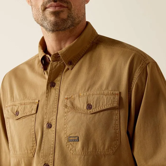 Men Button Down Shirts Ariat Rebar Washed Twill Work Shirt Rebar Khaki Men Button Down Shirts Ariat Rebar Washed Twill Work Shirt Rebar Khaki