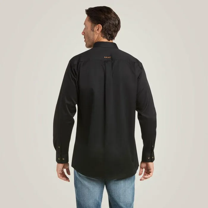 Men Button Down Shirts Ariat Solid Twill Fitted Shirt Black Men Button Down Shirts Ariat Solid Twill Fitted Shirt Black