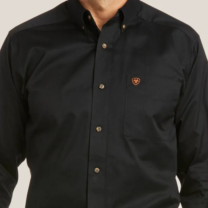 Men Button Down Shirts Ariat Solid Twill Fitted Shirt Black Men Button Down Shirts Ariat Solid Twill Fitted Shirt Black