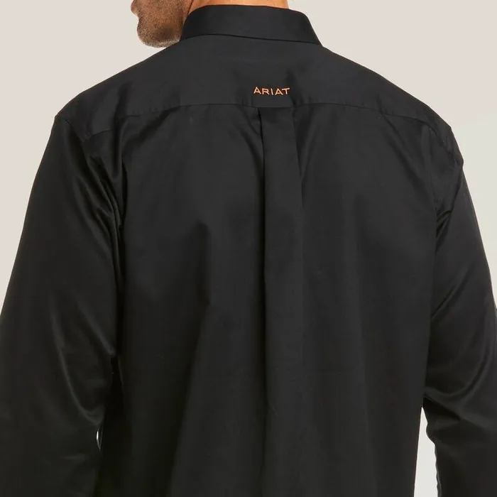 Men Button Down Shirts Ariat Solid Twill Fitted Shirt Black Men Button Down Shirts Ariat Solid Twill Fitted Shirt Black