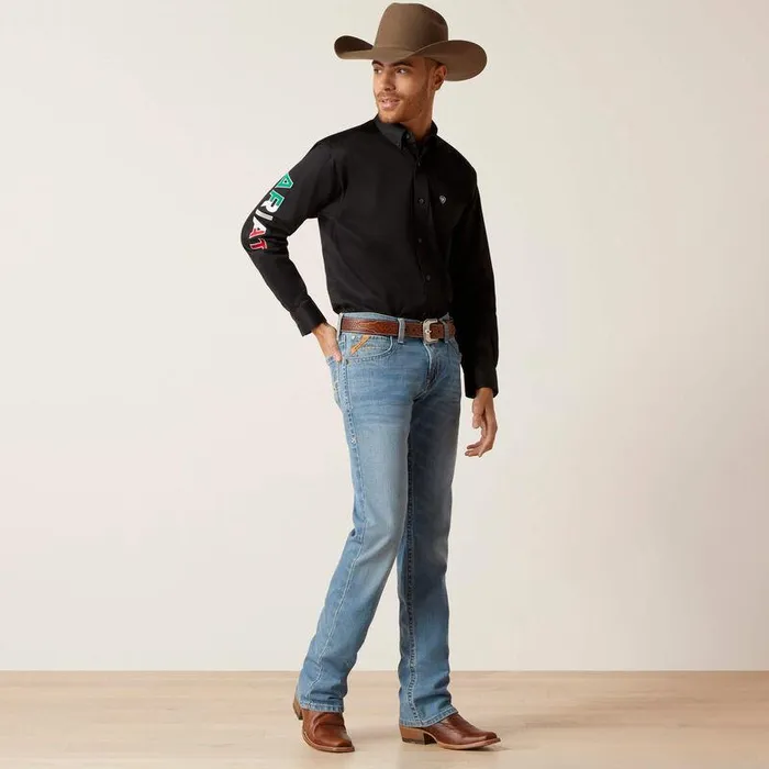Men Button Down Shirts Ariat Team Logo Twill Classic Fit Shirt Black Mexico