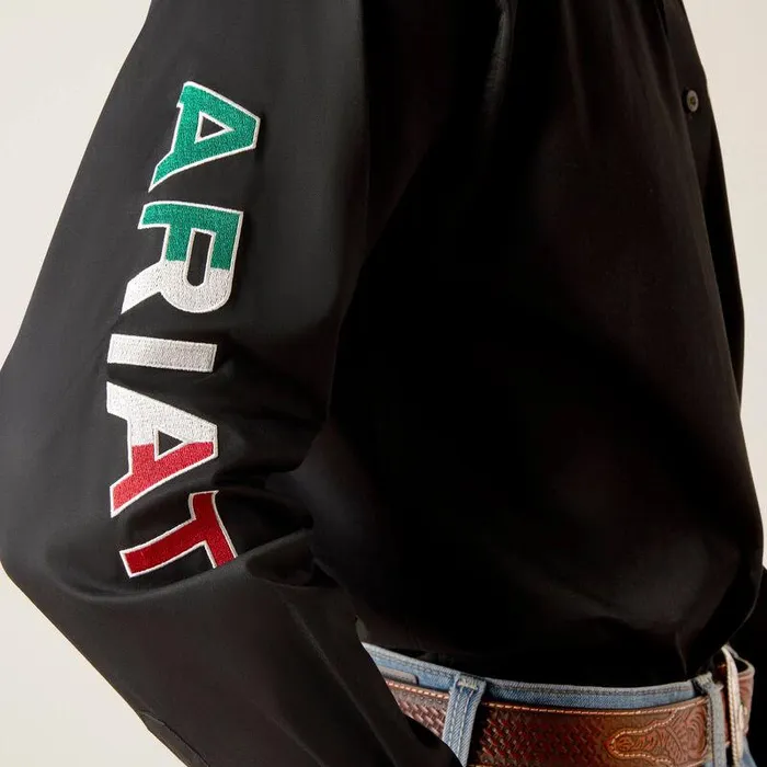 Men Button Down Shirts Ariat Team Logo Twill Classic Fit Shirt Black Mexico