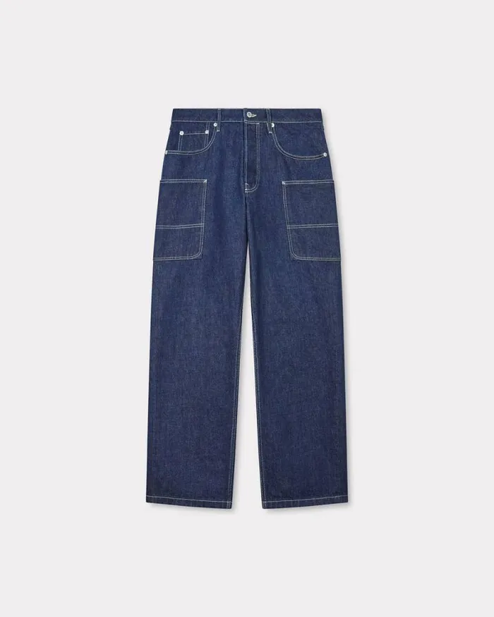Men Cargo Monkey Jeans In Japanese Denim Rinse Blue Denim Kenzo Denim