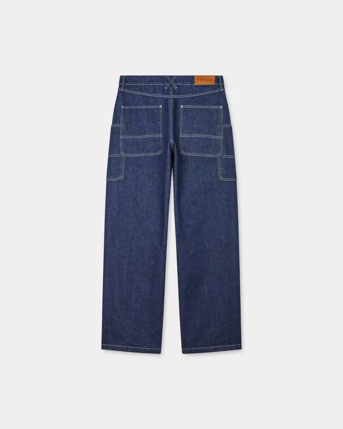 Men Cargo Monkey Jeans In Japanese Denim Rinse Blue Denim Kenzo Denim