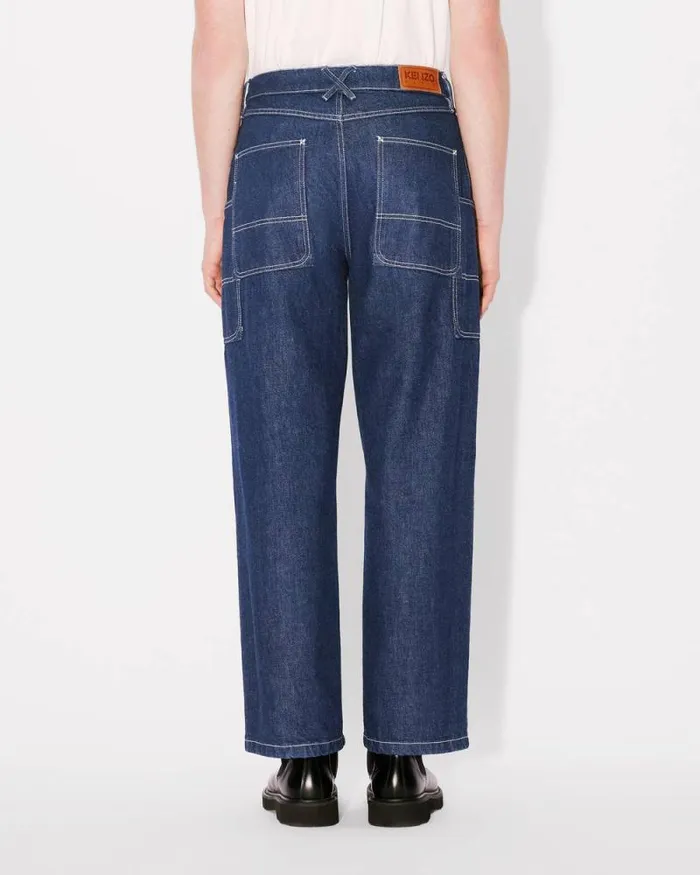 Men Cargo Monkey Jeans In Japanese Denim Rinse Blue Denim Kenzo Denim