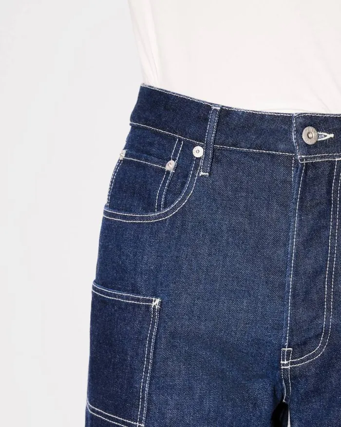 Men Cargo Monkey Jeans In Japanese Denim Rinse Blue Denim Kenzo Denim