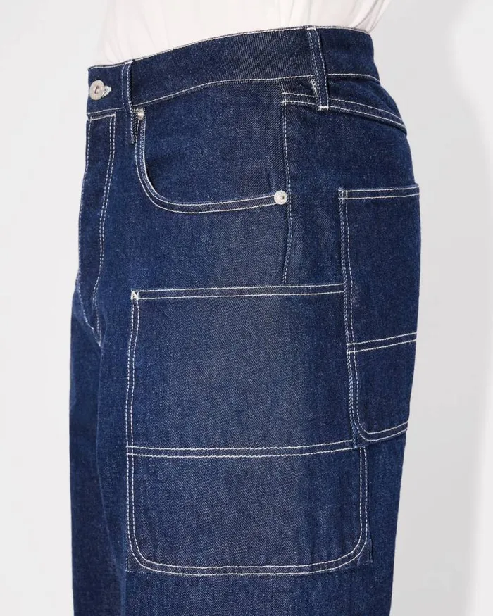 Men Cargo Monkey Jeans In Japanese Denim Rinse Blue Denim Kenzo Denim