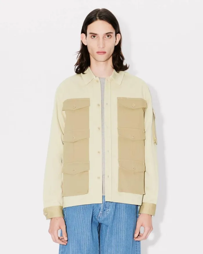 Men Cargo Shirt Beige Kenzo Shirts