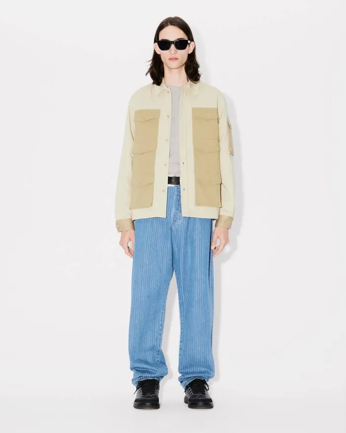 Men Cargo Shirt Beige Kenzo Shirts